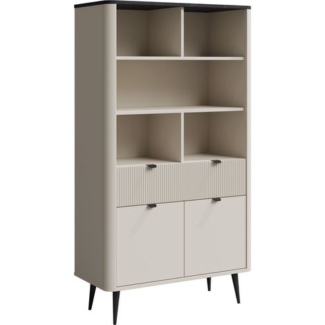 Estantería Lufela 108, Cachemira + Mármol gris, Con puertas, Cerrable, Con cajones, MDF, Aglomerado laminado, Número de puertas: 0, Número de cajones: 0, 163x90x40cm