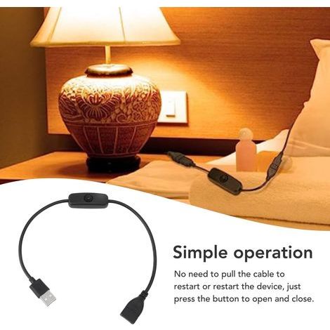 Câble USB Interrupteur ON/OFF Mâle-Femelle 2 Pin PVC 5PCS, Bouton pour Caméra de Voiture et Lampes LED Noir (1/5)