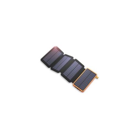 Batería externa portátil con cargador solar de 20000 mAh, 4 paneles, resistente al agua, con 2 puertos USB para camping al aire libre, teléfonos y tabletas.