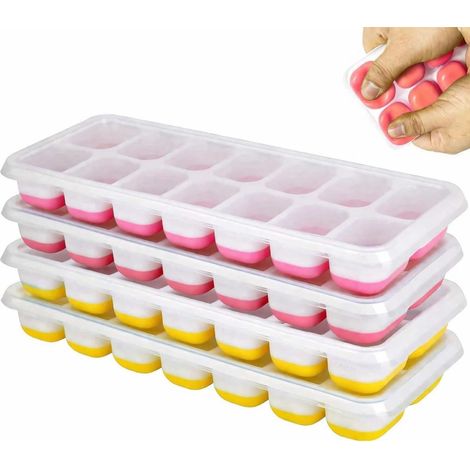 bacs à glaçons réutilisables en silicone facile à démouler et flexible avec couvercle amovible résistant aux déversements, durables (1/5)