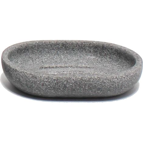 douceur d'intérieur, Porte-Savon (12 x 8,5 x 2 cm) Granite Anthracite, Polyrésine Unie (1/3)
