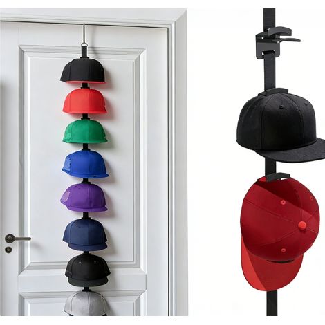 Porte-Chapeaux Pour Porte - Support À Crochets Réglables Pour Casquettes - Organisation Murale Sans Perçage Pour Chambre, Entrée Ou Garage - 1 Pièce (1/5)