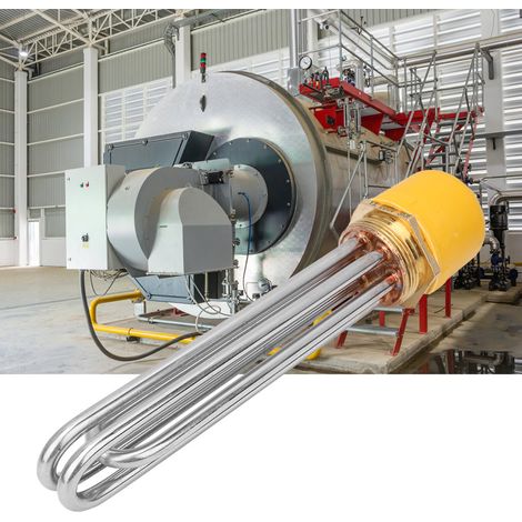 Tube chauffant électrique antidéflagrant en acier inoxydable avec tête en laiton, haute puissance, pour réservoir d'eau. DN40, tête en laiton, tube 201, 9 kW. (1/5)
