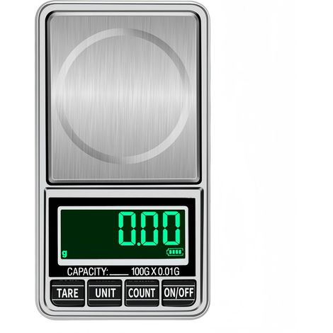 Balance de poche numérique pour bijoux - Précision de 0,01 g - Rechargeable par USB - Mini gramme - Petite balance alimentaire pour pièces d'or, café, épices - Piles incluses - Étui en cuir (1/4)