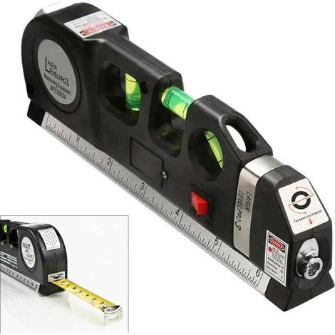 Niveau à bulle laser multifonction intégré de 2,4 m - Règle, niveau à bulle laser - Ligne de faisceau laser pour cadre photo, suspension de photos, support TV, cadre de porte de charpentier, brique, (1/5)