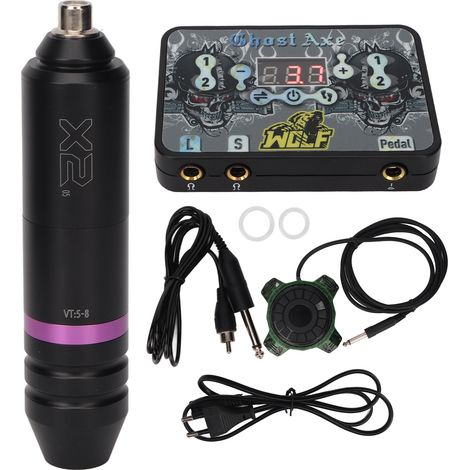 Kit machine à tatouer RCA liner shader 1.5-18V réglable, alimentation tatouage noir violet 90-265V prise UE (1/5)