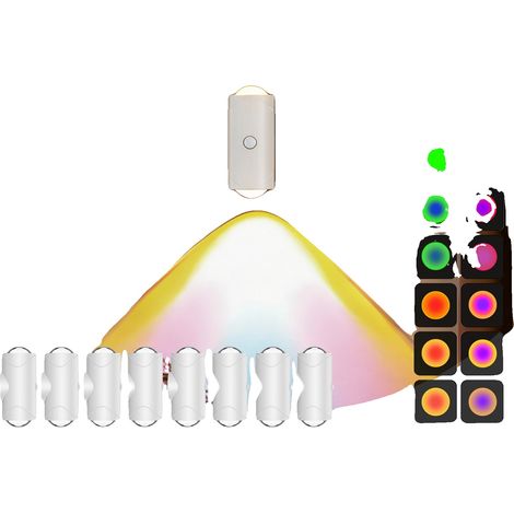Aplique de pared LED con cambio de color y sensor de movimiento, color blanco, 8 unidades. (1/2)