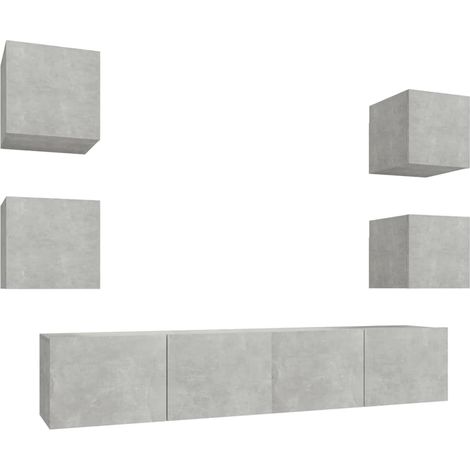 Maison Exclusive - 6-tlg. TV-Schrank-Set Betongrau Holzwerkstoff (1/5)