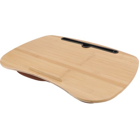 Laptop-Tablet aus Bambus, Schaumstoffkissen, Ständer für Bett/Sofa/Auto, praktische Aufbewahrungsmöglichkeit (große Ausführung mit Nut) (1/5)