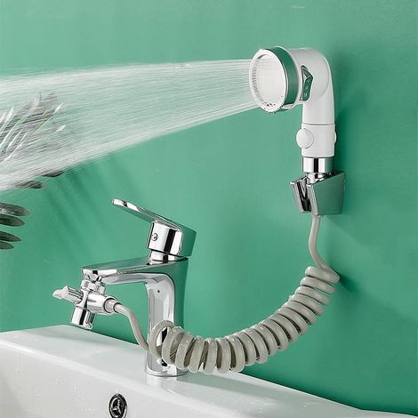 Shower Head Set for Outdoor Shower for Wash Basin Three Jets Available Tap Shower Head with 1.5m Telescopic Hose Convenient for Bathroom and Kitchen (without faucet) (1/5)