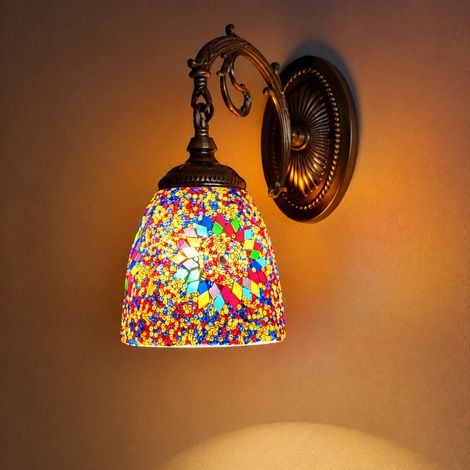 Applique Murale Rétro Ethnique Rouge Coloré Modèle Filaire Lampe LED Décorative 23 × 23 × 25 cm 1,8 kg – Livraison gratuite