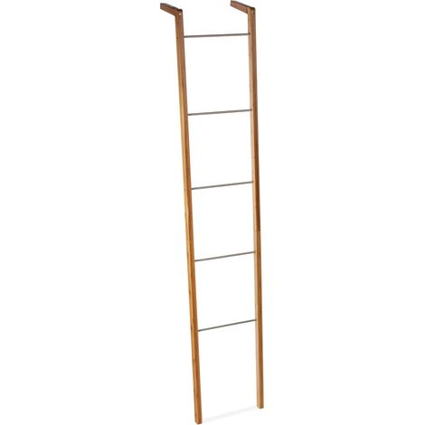 Échelle porte-serviettes design contemporain flexible 5 barreaux 35 x 180 cm en bambou naturel (1/3)