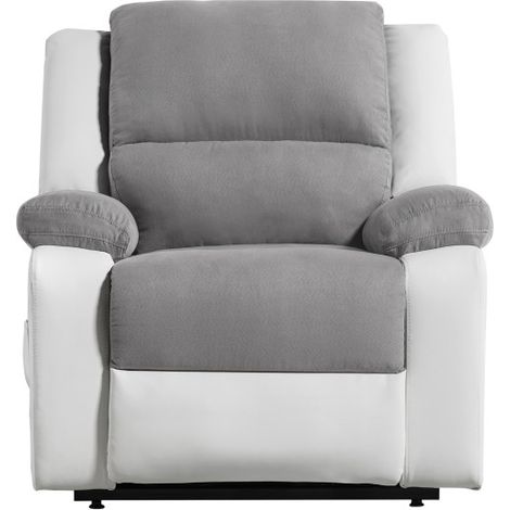 Loungitude – Fauteuil relax électrique releveur massant – Microfibre blanc gris – Inclinaison jusqu'à 170° – Confort optimal avec mousse (1/5)