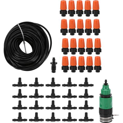 Kit d'irrigation par brumisation automatique avec buse et tuyau d'arrosage pour jardin, pelouse et serre (1/5)