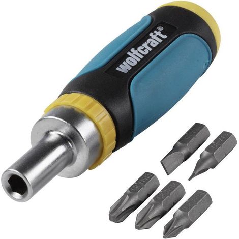 Wolfcraft 6-teiliges manuelles Schraubendreher-Set mit 5 Bits (1237000) (1/4)