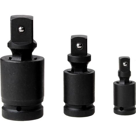 Juego de 3 juntas de impacto de 1/2, 3/8 y 1/4, adaptadores reductores con sistema de bola y resorte, adaptadores de dados para dados y puntas