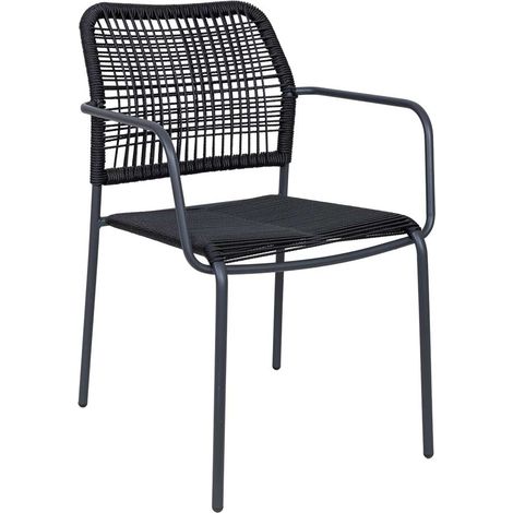 Silla de metal con cuerda negra 54x62x80h cm (1/5)