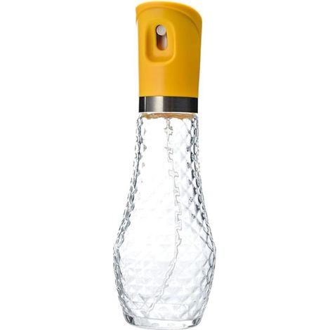 Flacone spray per olio da cucina in vetro e acciaio inossidabile, 250 ml, colore giallo, dispenser riutilizzabile per cucina, barbecue e friggitrice ad aria, accessorio per la casa. (1/5)