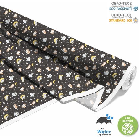 Outdoor dekostoffe oxford - Motiv Waschbär und Fuchs in der Nacht I DX553 (1/5)