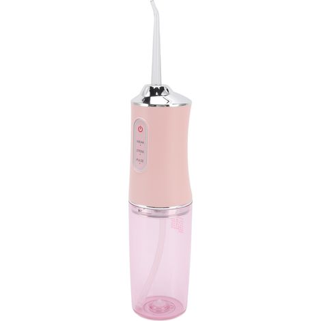 Elektrische Munddusche zur Beseitigung von Mundgeruch, wasserdicht, kabellos und tragbar, mit 4 Düsen (rosa).