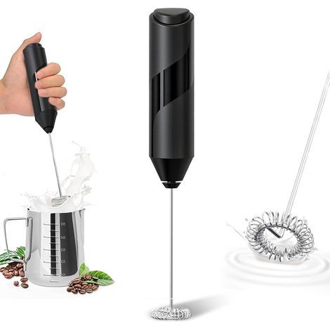 Fouet Mousseur à lait électrique de poche, Mini agitateur Mousseur de Lait Automatiques, Mini Fouet à Lait pour la préparation de lattes, de cappuccinos et de chocolats chauds (1/4)