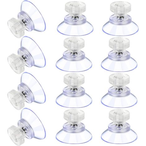12 Grandes Ventouses Ventouses en Plastique Ventouse Anti-Collision Transparente en Caoutchouc Vis Écrou en Métal Ventouse Solide en PVC Transparent Remplacement avec Écrou de Vis
