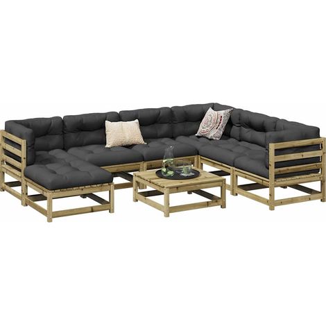 vidaXL Salon de jardin 8 pcs bois de pin imprégné (1/5)
