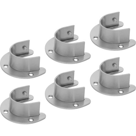6 pièces Support Tringle Penderie Acier Inoxydable Bride U Robuste Support Barre de Placard avec Vis et Chevilles pour Penderie Salle de Bain Rideau Finition Argentée (1/5)