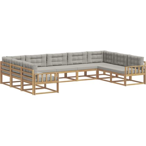 Ensemble de canapés d'extérieur 9 pc Blanc et gris clair vidaXL (1/5)