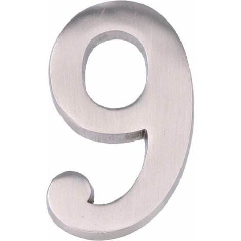 Numero 9 Nichel opaco 10 cm Fissaggio invisibile EDM