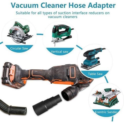 Adaptateur universel pour aspirateur, ensemble de 3 pièces : réducteur pour tuyaux d’aspiration de poussière sur scies sauteuses (1/4)