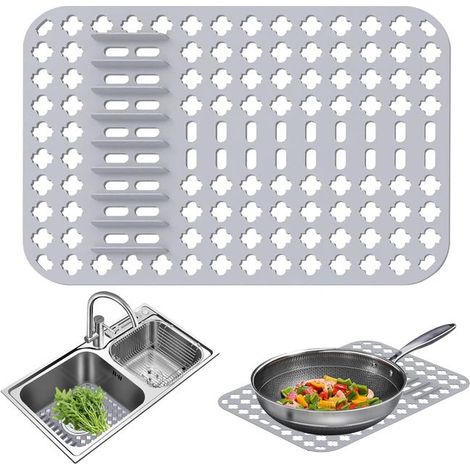 Abtropfmatte aus Silikon, faltbare Silikon-Abtropfmatte für die Küchenspüle, 40 x 29 x 0,7 cm