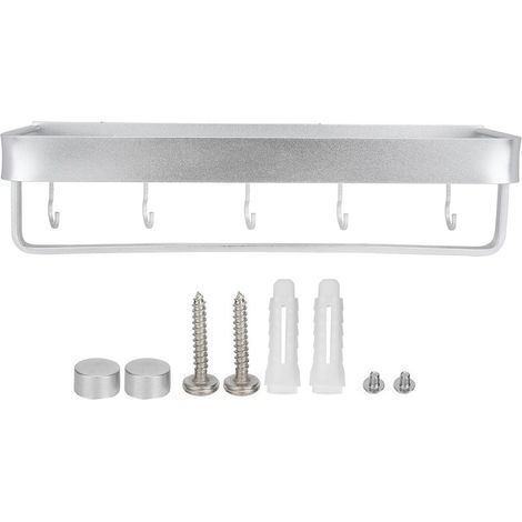 Étagère de salle de bain, espace mural de douche en aluminium, support de rangement de shampoing monocouche 50cm, produit avec tige de suspension et crochets (1/5)