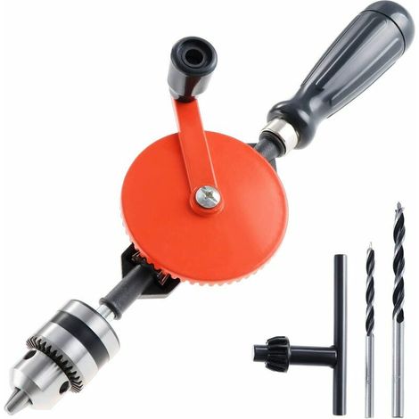 Perceuse manuelle à manivelle de 1,5 à 10 mm de capacité, double pignons, perceuse manuelle pour bois, plastique, acrylique, circuit imprimé (1/5)