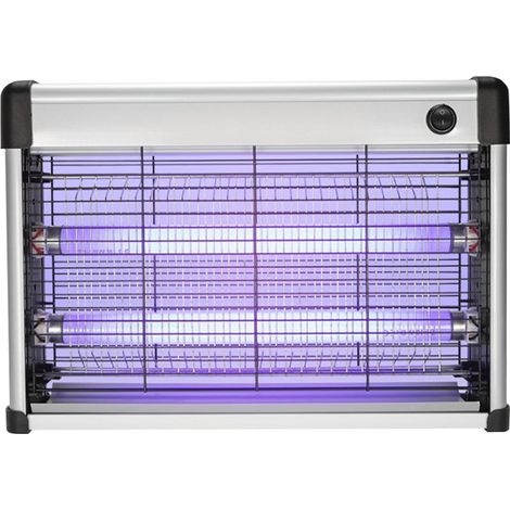 Ortviai Lampe Électrique Anti-Mouches 20 W pour Intérieur/Extérieur avec Prise Plate et Grille de Sécurité