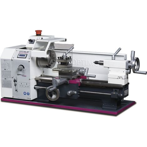 Optimum – Tour à métaux d'établi 0,6 kW 230V – Vitesse variable 150 à 2500 min-1 – Alésage 21 mm – Compact pour tournage et filetage