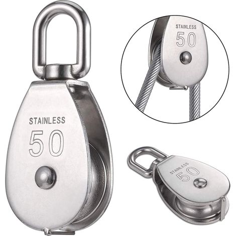 MINKUROW M50 Umlenkrolle, 1 x 50 mm drehbare Umlenkrolle, 304 Edelstahl, Einzelrollenblock, einzigartiges M50-Umlenkrollen-Block-Umlenkrollen-Kit für den Innen- und Außenbereich (1/5)