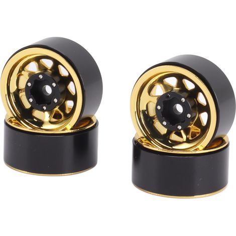 Satz mit 4 Beadlock-Felgen, 2,5 cm (1 Zoll) tiefes Rillenprofil, universell für Traxxas RC Quad/Car Karosserie, mit Schrauben, goldfarben. (1/4)