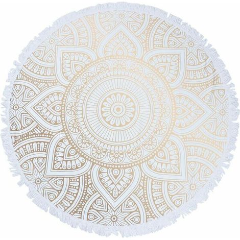 Schnelltrocknendes rundes Strandtuch, Mandala-Strandtuch mit abstraktem Muster, Yogamatte, 150 x 150 cm (1/5)