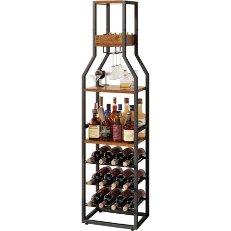 Casier Bouteilles à 5 étages,Meuble Bar Industriel,Marron TMJ916H (1/5)
