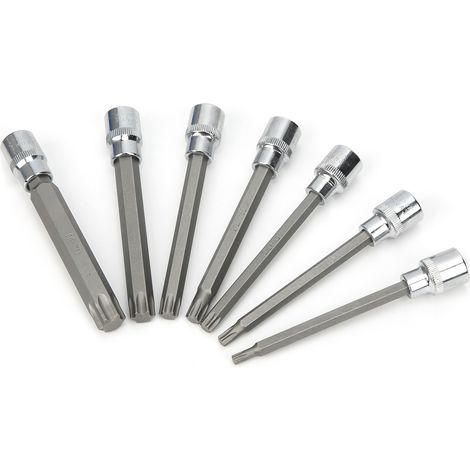 Kit de 7 douilles hexagonales extra longues T25-60 à entraînement carré 3/8" avec coffret à outils pour la réparation automobile (1/5)