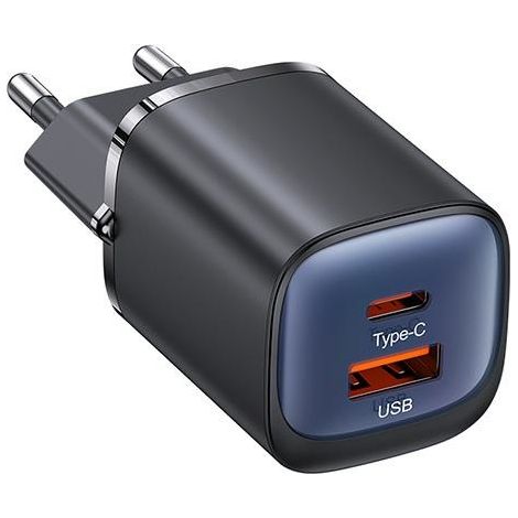 30-W-USAMS-GaN-Wandladegerät mit Schnellladefunktion (USB-C/USB-A), Schwarz (1/5)