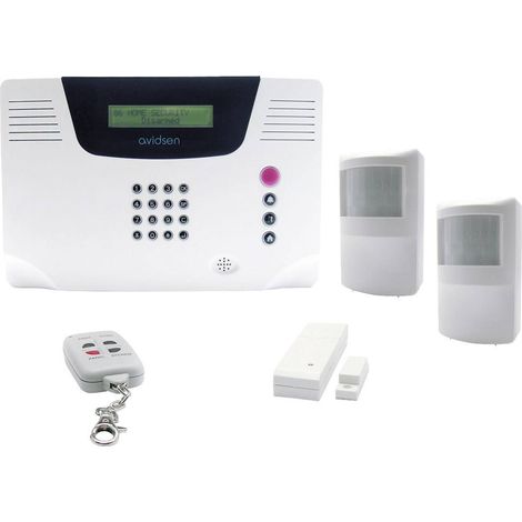 Avidsen – Alarme maison multizones sans fil avec transmetteur – Programmation jusqu'à 63 périphériques – Détecteurs infrarouges réglables