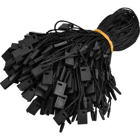 Lot de 1000 Attaches de Prix pour Étiquettes, String for Hang Tags Suspendre Tag Corde avec Fermoir Verrou, pour Vêtements Bijoux Habillements Emballage Accessoires de Bagages, 17 cm (Noir) (1/5)