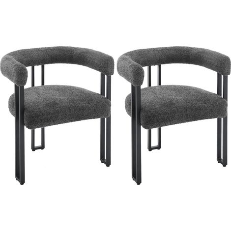 WOLTU 2x Sillas de Comedor Sillas de Cocina con Patas de Metal para Comedor, Chenilla, Gris Oscuro (1/5)