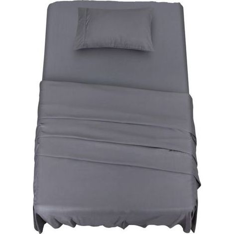 Kaelt - Bedding Polyester Microfibre Parure de lit (3 pièces, Gris) - 1 Drap Housse 90x190cm, 1 Drap Plat 167x243 cm et 1 Taie d'oreiller 50x75cm (1/5)