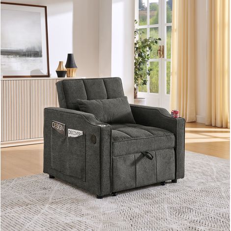 poltrona divano 190cm letto USB reclinabile grigio HAVRYA (1/5)