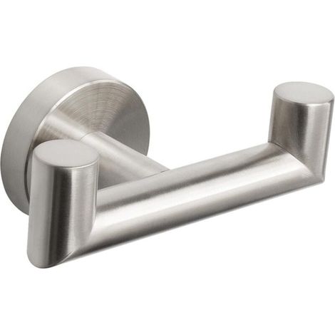 Juego de 1 gancho doble de acero inoxidable para baño, salón y cocina, para fijar en la pared (níquel cepillado) (1/5)