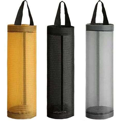 Support de rangement pour sacs en plastique, organisateur de rangement suspendu pour sacs poubelle, idéal pour la cuisine, ensemble de 3 pièces (1/5)
