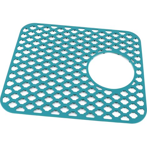 Tapis d'évier en silicone avec trou d'évacuation latéral, antidérapant, résistant aux rayures, facile à nettoyer, pour la cuisine et la maison (1/5)